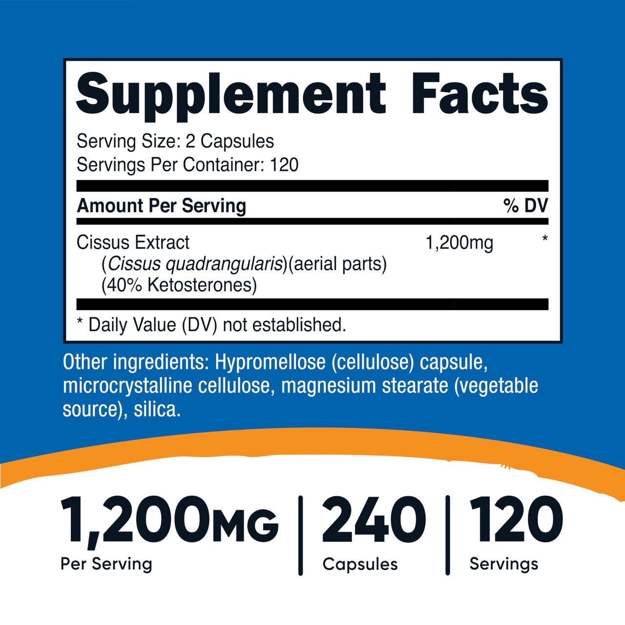 Nutricost Cissus Quadrangularis (1200mg) 240 Capsules - 120 Servings, Gluten Free, Non-GMO, and Vegetarian Friendly
