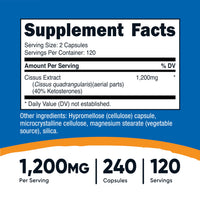 Thumbnail for Nutricost Cissus Quadrangularis (1200mg) 240 Capsules - 120 Servings, Gluten Free, Non-GMO, and Vegetarian Friendly