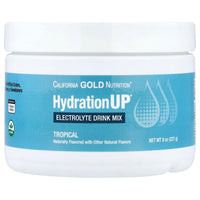 Thumbnail for California Gold Nutrition Beverages, HydrationUP®, Electrolyte Drink Mix with Calcium, Potassium, Vitamin C, and Vitamin E, Tropical, 8 oz (227 g)