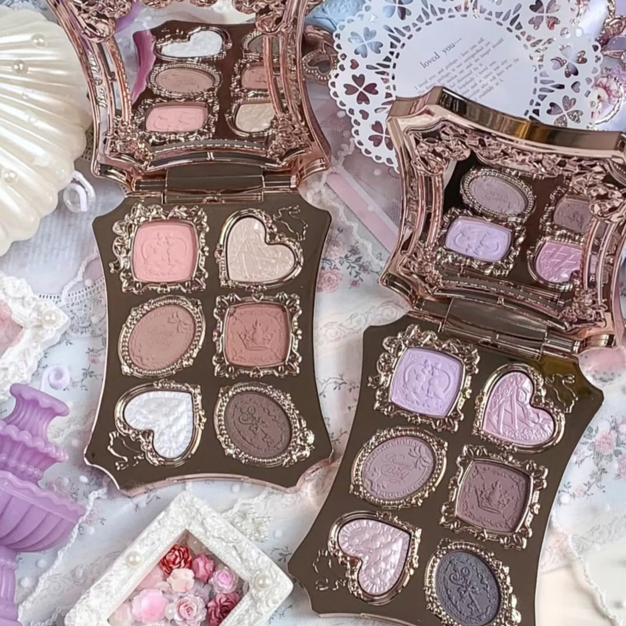 Flower Knows Bunny Garden 6-Color Makeup Palette,Soft Pink Face Makeup with 4 Matte + 2 Shimmer Shades,Blendable & Smooth,Cute Make Up Gift,0.23 oz(01 White Bunny)