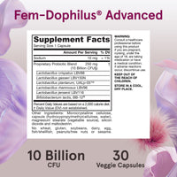 Thumbnail for Jarrow Formulas Fem-Dophilus Advanced Vaginal & Digestive Probiotics 10 Billion CFU with 6 Science Backed Strains, for Vaginal, Urinary Tract, Digestive & Immune Support, 30 Capsules, Shelf-Stable