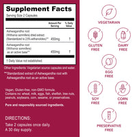 Thumbnail for Kroeger Herbs, Ashwagandha Supplements for Stress and Mood Support, Herbal Adrenal Support Supplements for Men & Women, Pure Ashwagandha Root 450 mg, Non-GMO, Vegan, No Additives, Gluten Free