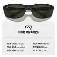 Thumbnail for Ray-Ban RB2027 PREDATOR 2 Rectangle Shaped Non-Polarized Sunglasses for Men & Women – Includes Official RAYBAN Eyewear Kit – Ideal Formal & Casual Wear Sunglasses – G-15 Green Lens