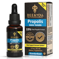Thumbnail for Bee and You Natural Pure Propolis Extract â€“ Water Soluble, Bee Propolis,High Potency, Ultra Pure Immune Support Supplement, Antioxidants, Detox, Gluten-Free, 1 Fl Oz