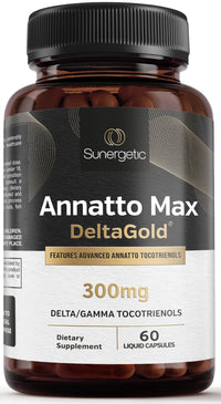 Thumbnail for Sunergetic Premium Annatto Tocotrienol Supplement – with DeltaGold – Tocotrienols Vitamin E 300 mg – Supports Liver, Immune & Heart Health - Delta + Gamma Tocotrienols (60 Liquid Capsules)