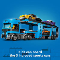 Thumbnail for LEGO City Car Transporter Truck with Sports Cars Building Toy Set - Semi Truck Toy with Carrier & Trailer for Boys & Girls, Ages 7+ - Gift Idea for Kids - 60408