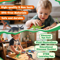 Thumbnail for Zippytots Dinosaur Toys for Kids 3-5-7-14 Realistic Plastic Dinosaur Figures with Metal Storage Box & Learning Booklet - Educational Dino Figure Toys for Boys Girls Toddlers