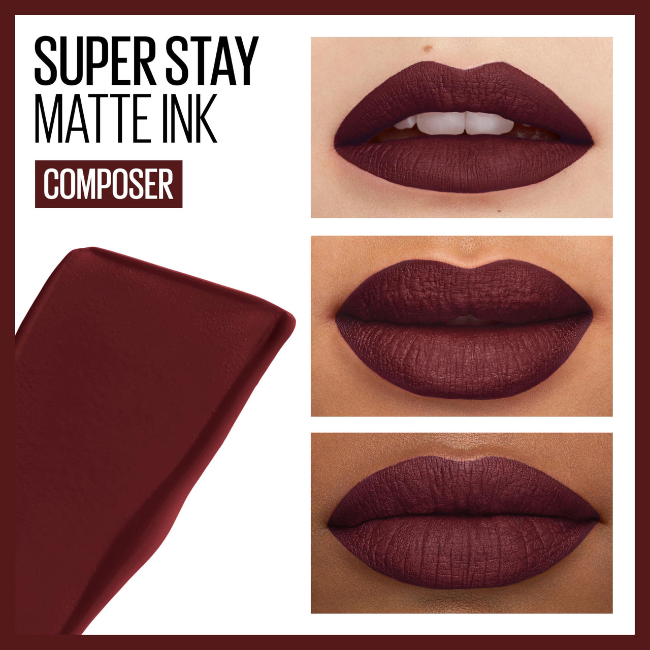 Maybelline Super Stay Matte Ink Liquid Lipstick Makeup, Long Lasting High Impact Color, Up to 16H Wear, Composer, Cherry Brown, 1 Count, Packaging May Vary