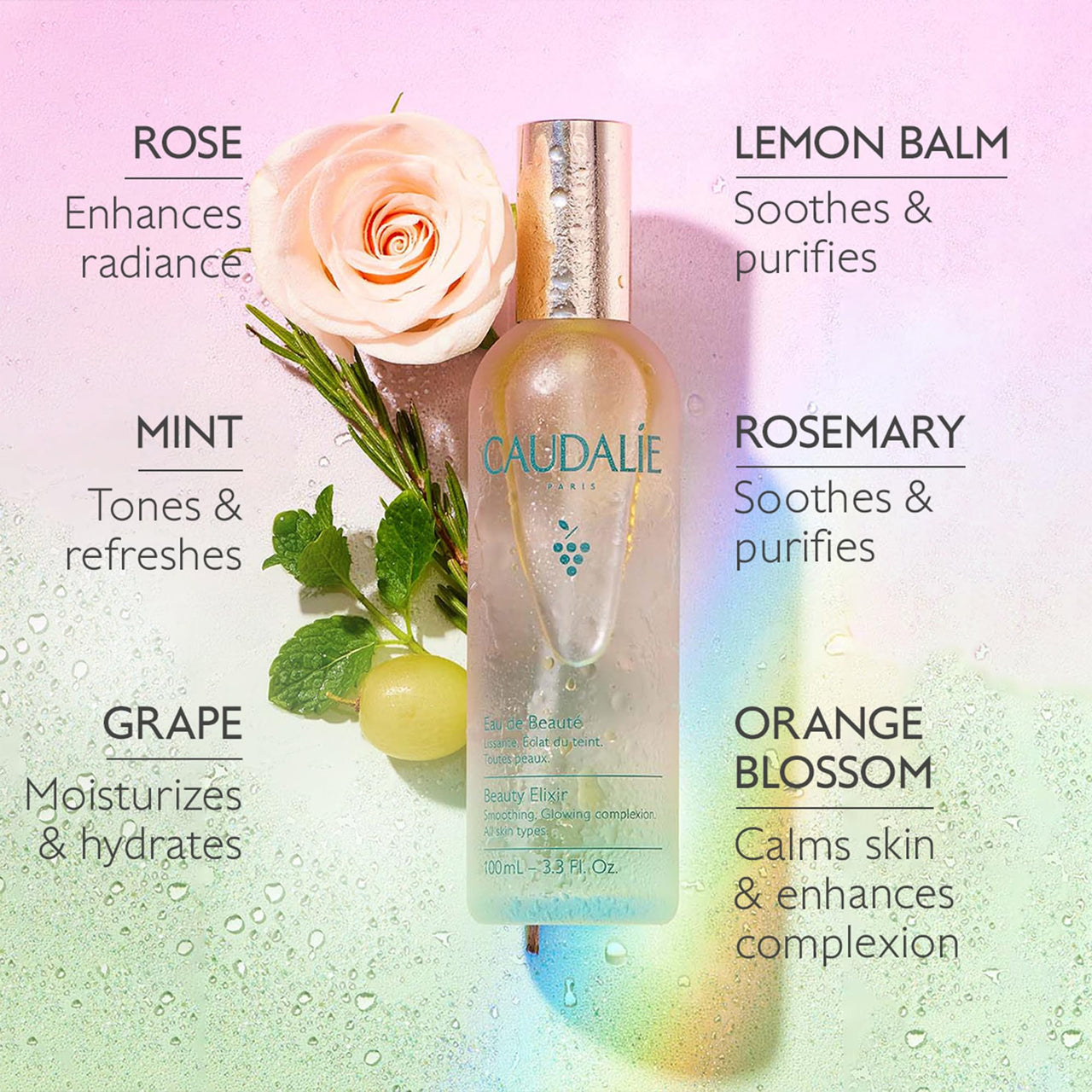 Caudalie Beauty Elixir Face Mist: Toner That Tightens Pores + Reduces Dullness + Sets Makeup, Travel Size , 1 Fl Oz (Pack of 1)