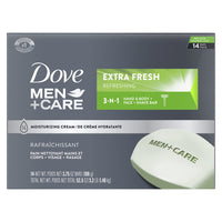 Thumbnail for Dove Men+Care Bar 3 in 1 Cleanser for Body, Face, and Shaving Extra Fresh 14 Bars to Clean and Hydrate Skin Body and Facial Cleanser Mandarin Citrus, Patchouli, and Rosemary scent 3.75 oz