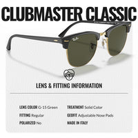 Thumbnail for Ray-Ban RB3016 Clubmaster Polarized Classic Square Shape Sunglasses for Men and Women -Timeless Classic Sun Glasses with Modern Elegance - Premium UV Protection - Designer Men's and Women's Sunglasses