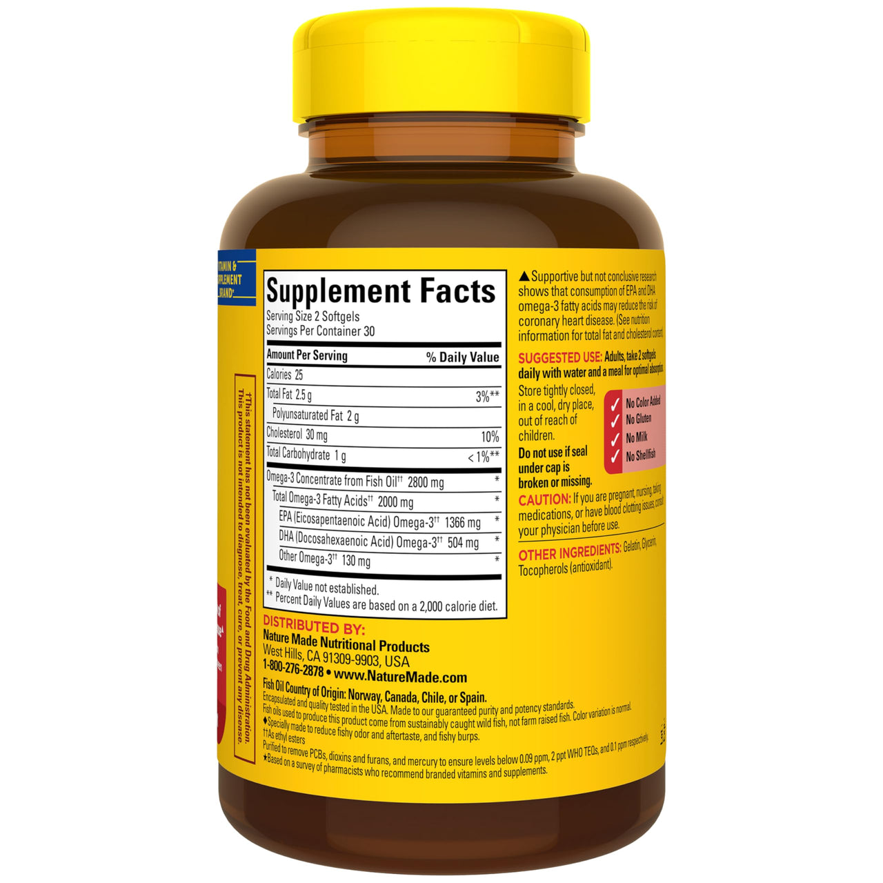 Nature Made Extra Strength Omega 3 Fish Oil Supplements, 2800mg, Fish Oil Omega 3 Supplements as Ethyl Esters for Healthy Heart, Brain, Eyes, Mood Support, 60 Softgels, 30 Day Supply