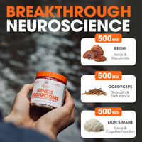 Thumbnail for Genius Mushroom Supplement - Full-Spectrum Lion’s Mane, Cordyceps, Reishi -Daily Brain Nootropic for Energy, Focus, Memory & Overall Wellness - 90 Capsules – Organic for Mental Clarity & Performance