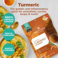 Thumbnail for Navitas Organics Turmeric Powder – for Smoothies, Golden Milk, Curries & More – Natural Curcumin – Anti-inflammatory – USDA Organic, Non GMO, Kosher Gluten Free, Vegan (8oz. Bag, 45 Servings)