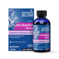 Thumbnail for Mommy's Bliss Baby Multivitamin + Iron, Daily Essential Baby Vitamins for Immune Support, Healthy Growth & Bone Development, Age 2 Months+, 30 ml