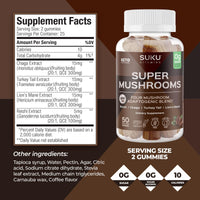 Thumbnail for SUKU Vitamins - Super Mushroom -Reishi Chaga, Turkey Tail & Lions Mane Blend Gummies for Immunity - Easy to Chew - Non GMO, Gluten Sugar Free - Espresso Decaffeinated Flavored Gummy Vitamins, 50 Count
