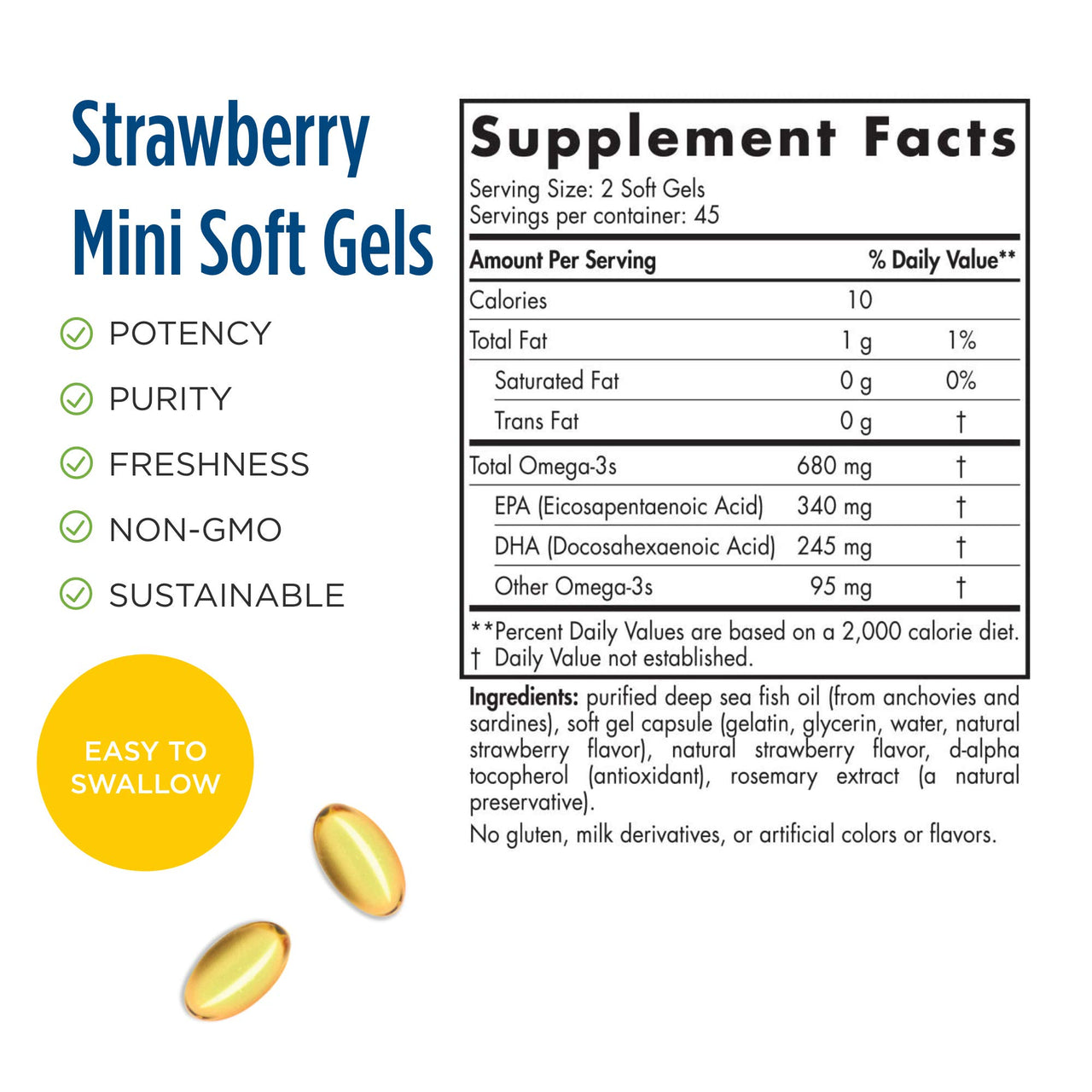 Nordic Naturals ProOmega Junior - Fish Oil, 340 mg EPA, 245 mg DHA, Support for Healthy Neurological, Nervous System, Eye, and Immune System Development*, Strawberry Flavor, 90 Soft Gels