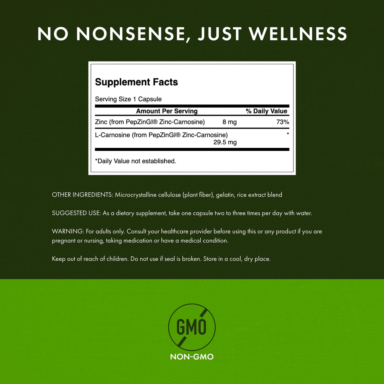 Swanson Zinc Carnosine - Supports Healthy Stomach Mucosal Lining & Microbial Balance for Digestive Health* - Contains PepzinGI - Non-GMO - 60 Capsules
