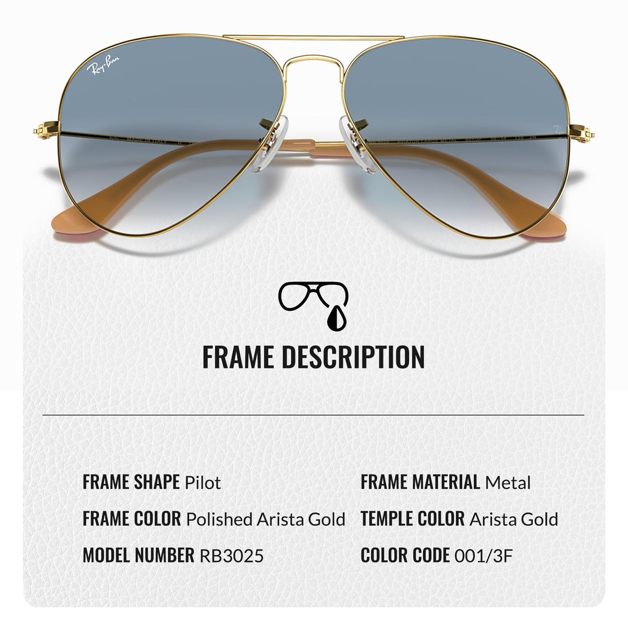 Ray-Ban RB3025 AVIATOR GRADIENT Pilot Shaped Non-Polarized Sunglasses for Men & Women – Includes Official RAYBAN Eyewear Kit – Ideal Formal & Casual Wear Sunglasses – Light Blue Lens