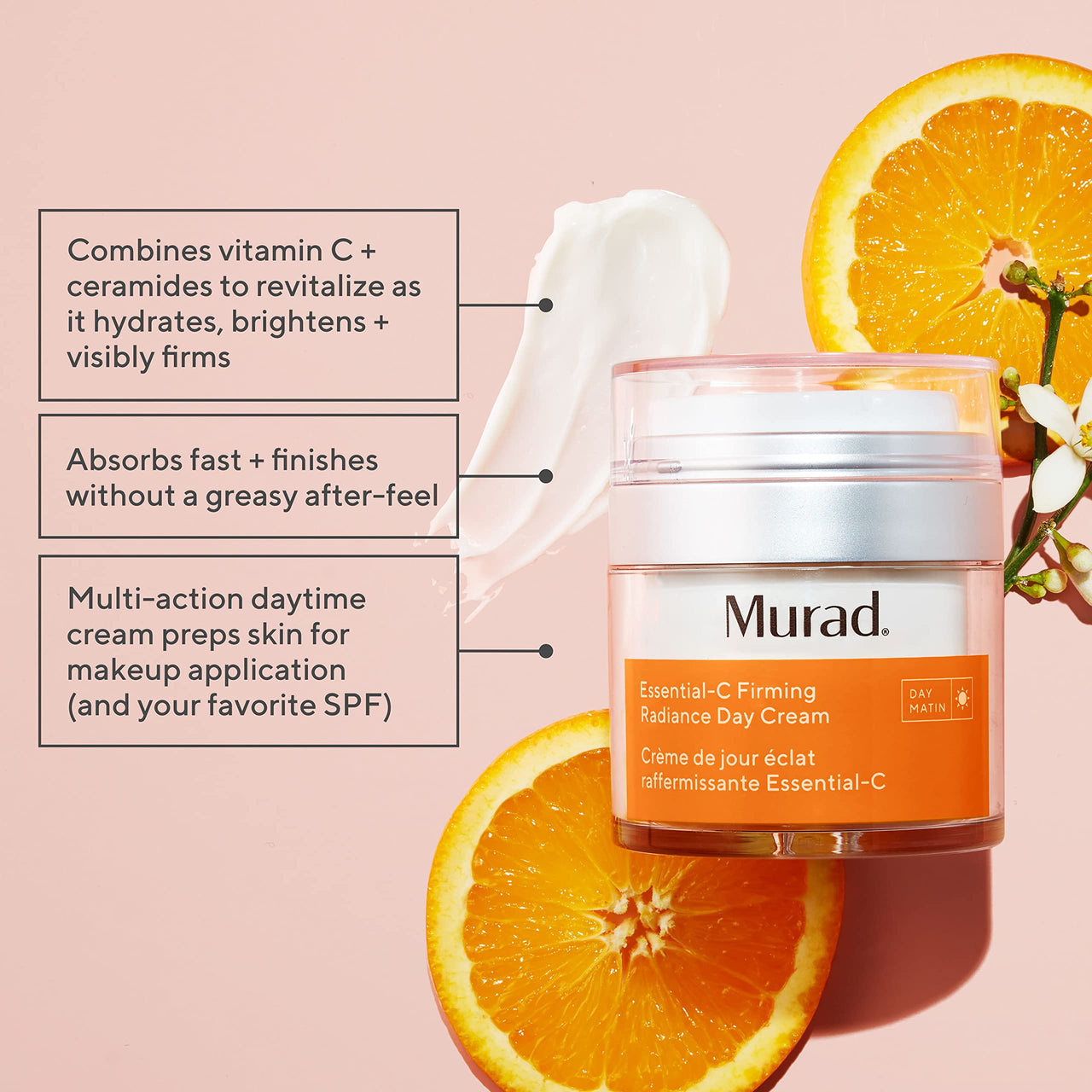 Murad Essential-C Firming Radiance Day Cream – Vitamin C, Ceramides, and Bacillus Ferment Medium-Weight Nourishing Face Lotion for Youthful Brightening, Firming, and Hydration – 1.7 Fl Oz