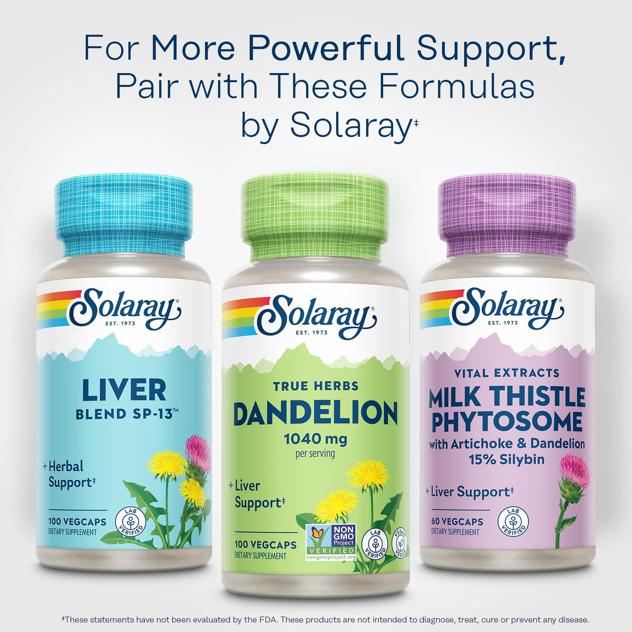 SOLARAY Dandelion Root Supplement - Healthy Kidney and Liver Support - 1,040 mg per Serving - Vegan, Lab Verified, 60-Day Guarantee - 50 Servings, 100 VegCaps