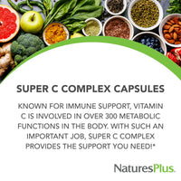 Thumbnail for NaturesPlus Super C Complex - 180 Capsules - 1000mg Vitamin C + 500mg Bioflavonoids - Vegan, Gluten Free - 90 Servings