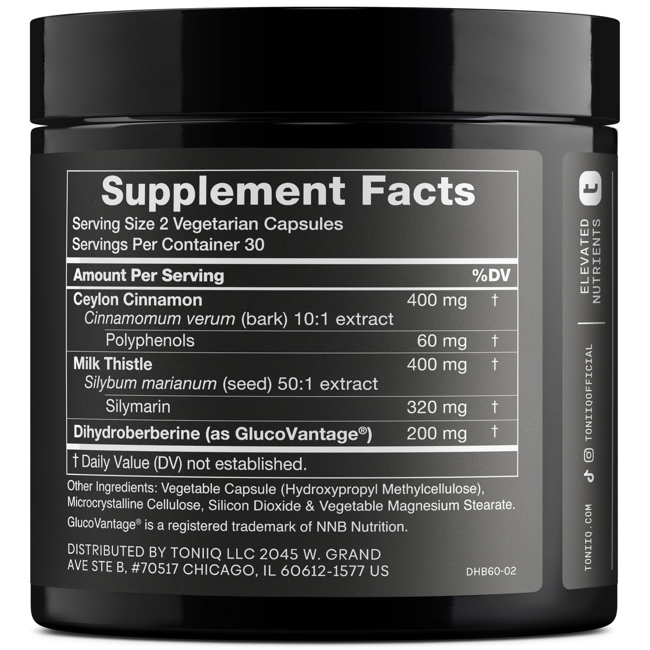 Toniiq Dihydroberberine Supplement - Ultra High Potency 1,000mg Formula with GlucoVantage, 10:1 Ceylon Cinnamon & 50:1 Milk Thistle - Third-Party Lab Tested