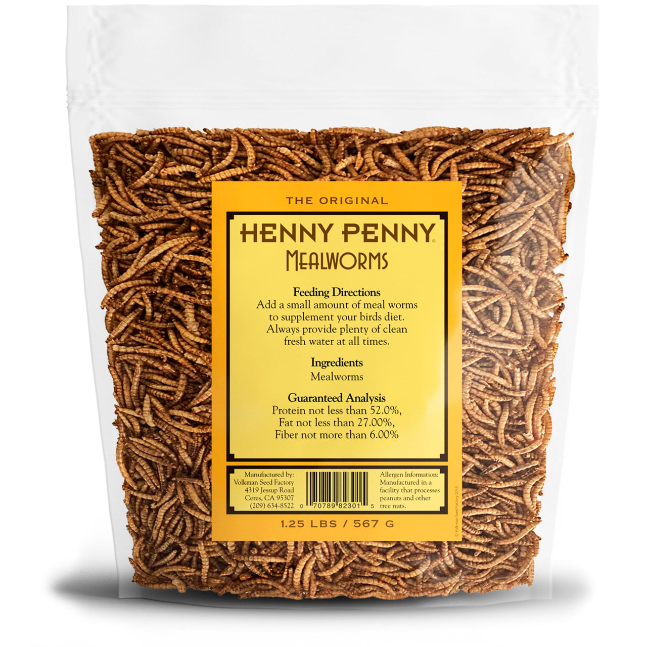 Volkman Henny Penny Mealworms, Mealworms for Chickens, Natural Protein, Freeze-Dried Meal Worms, 1.25lb Bags