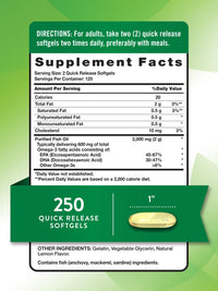 Thumbnail for Nature's Truth Fish Oil 2000 mg | 600 mg Omega 3 | 250 Softgels | Natural Lemon Flavor | Non-GMO and Gluten Free Supplement