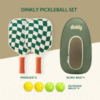 Thumbnail for Dinkly Pickleball Paddles Set of 2 - USAPA Approved Graphite/Fiberglass Pickleball Racket, 2 Pickleball Rackets, 4 Balls and 1 Portable Carry Bag, Pickle Ball Set for Men Women, Wave Check