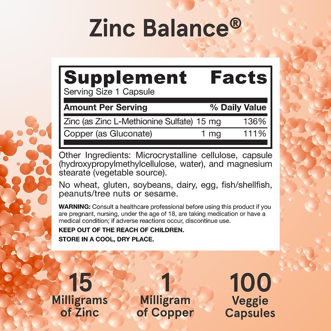 Jarrow Formulas Zinc Balance 15 mg Veggie Capsules