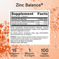 Thumbnail for Jarrow Formulas Zinc Balance 15 mg Veggie Capsules