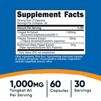 Thumbnail for Nutricost Tongkat Ali 1,000mg 60 Capsules - with Tribulus Terrestris and BioPerine, Vegetarian Caps, Non-GMO, Gluten Free, Potent Extract