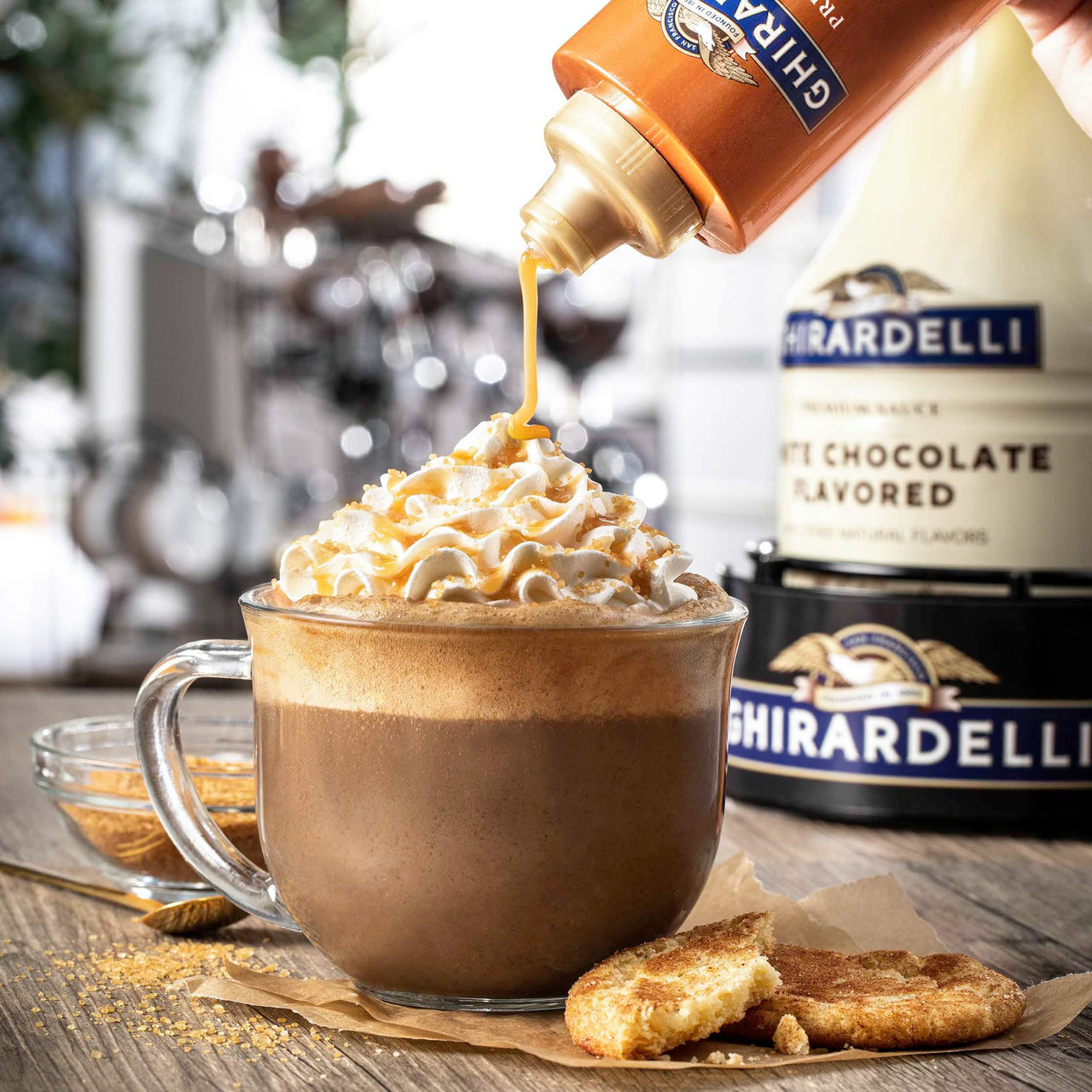 Ghirardelli Caramel Sauce, 87.3 oz (5 lb 7.3 oz) Bottle with Ghirardelli Stamped Barista Spoon & Pump