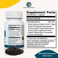Thumbnail for Amazing Herbs Black Seed Fenuzume Bronc-Care, Vegetarian Capsules - Gluten-Free, Non-GMO, Vegan, Enhances Immune Response, Improves Allergic Conditions & General Well-Being - 60 Count