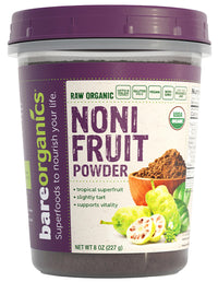 Thumbnail for BareOrganics Organic Noni Fruit Powder - USDA Certified Organic, Raw, Vegan, Gluten-Free Superfood - Noni Powder for Smoothies, Juices & Recipes, 8 Oz