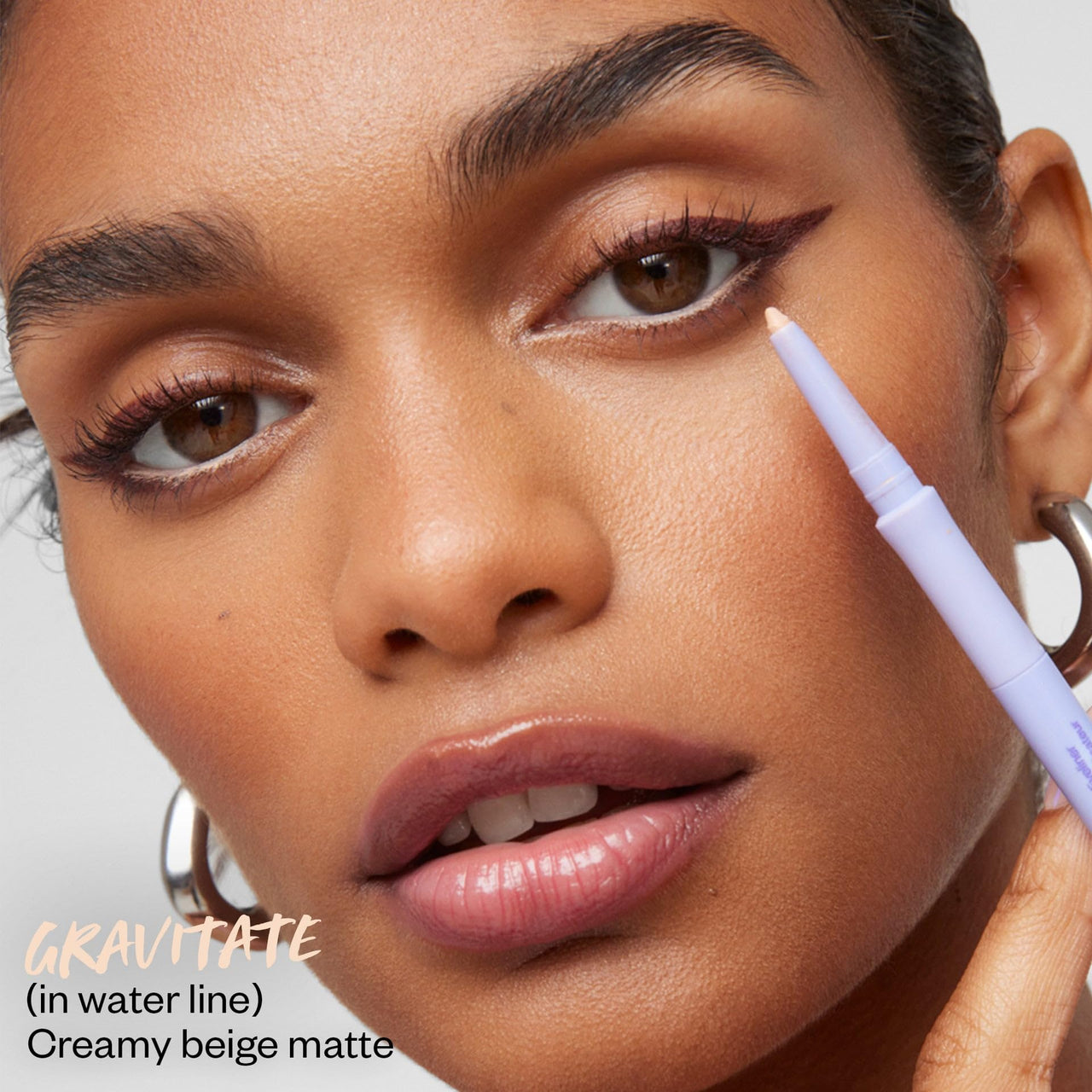 Kosas Soulgazer Gel Eyeliner (Gravitate) - Waterproof, Smudge-Proof Pen with Hyaluronic Acid - Retractable Eyeliner Pencil with Sharpener & Smudger, Long-Lasting - Creamy Beige Matte