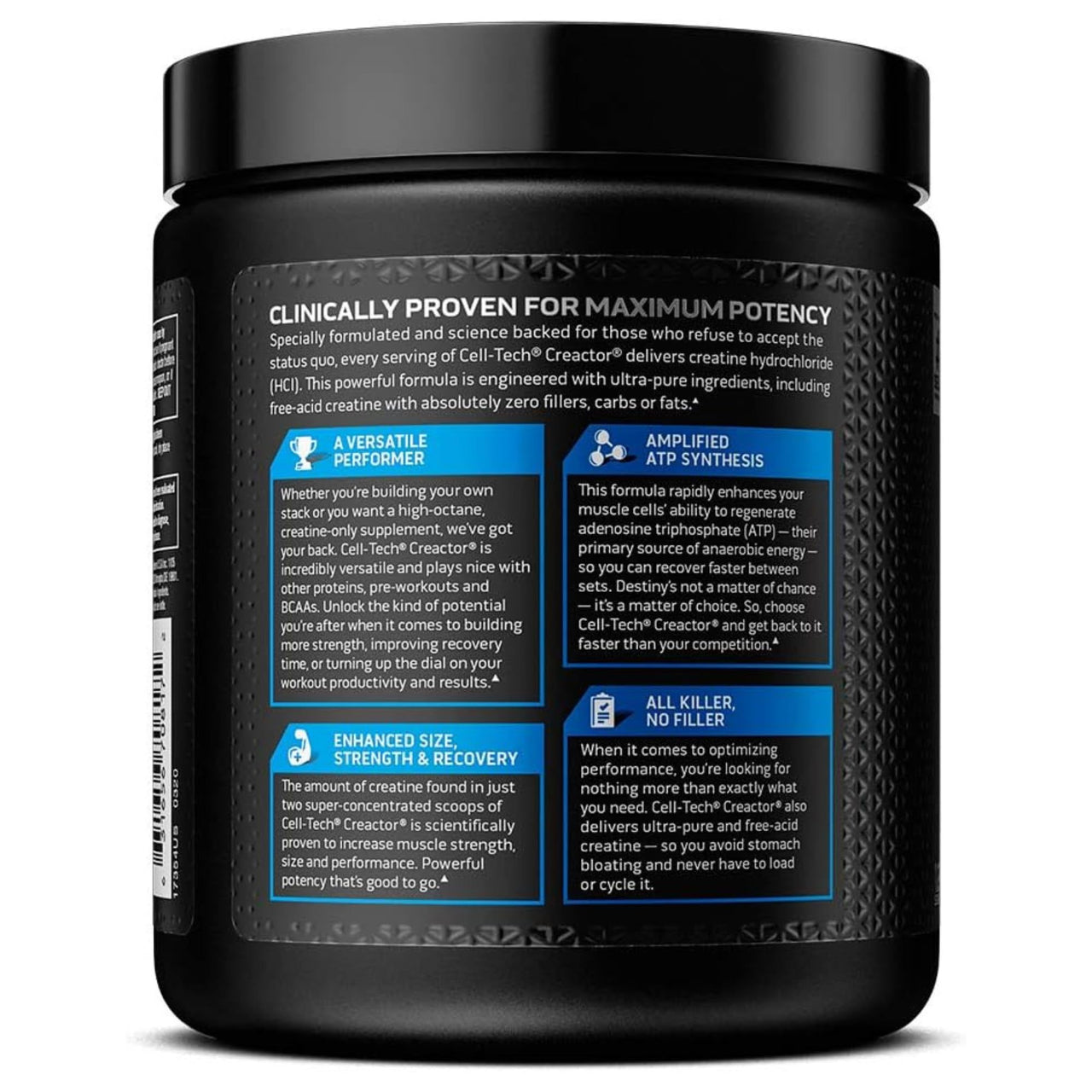 MuscleTech Cell-Tech Creactor Creatine HCl Powder,Post Workout Muscle Builder for Men & Women ,Creatine Hydrochloride + Free-Acid,Unflavored (120 Servings),8.47 oz