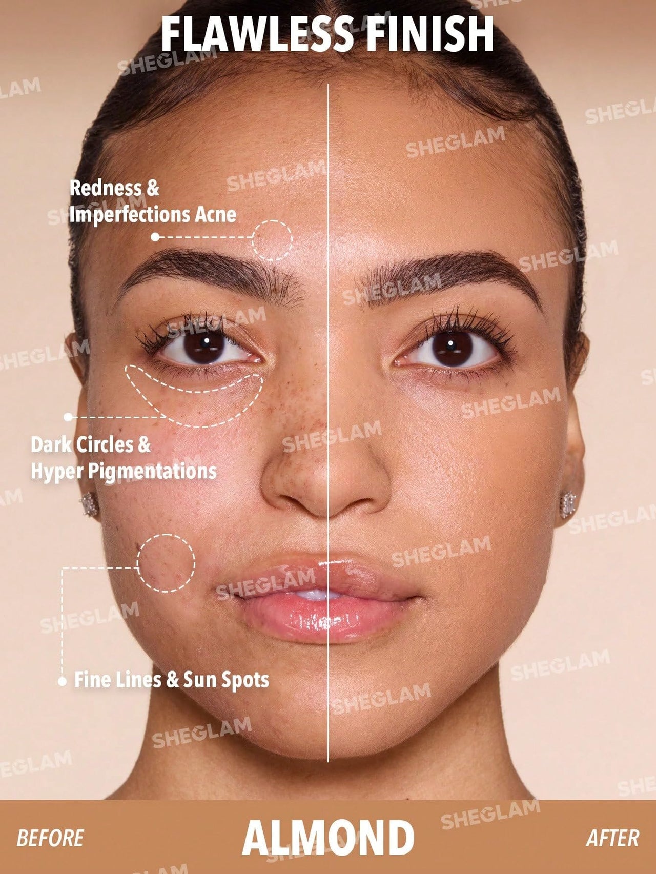 SHEGLAM Skin Magnet High Coverage Foundation Stick Longwear Medium Face Makeup for All Skin Types-Almond