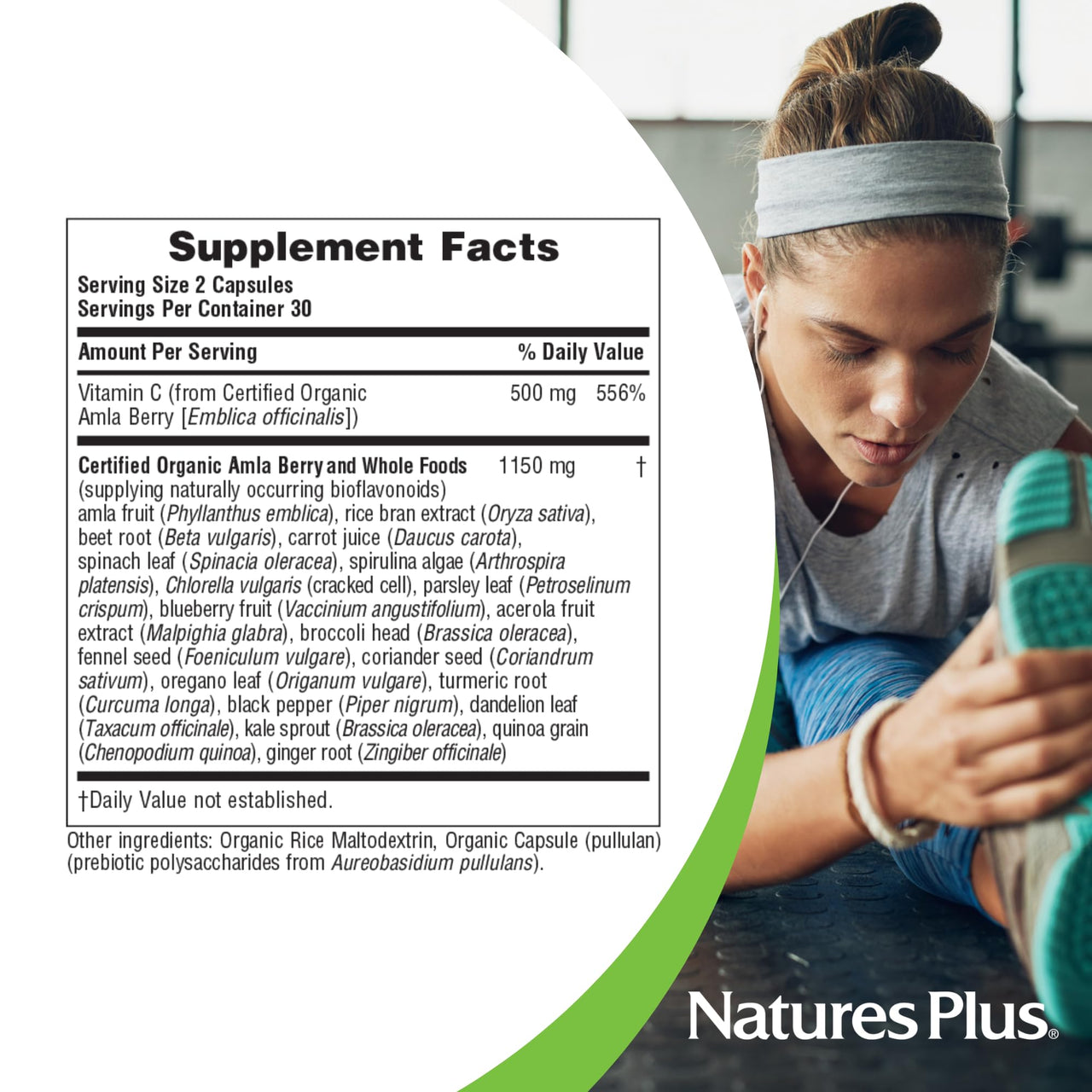 NaturesPlus Source of Life Garden Vitamin C - 60 Capsules - Immune System Support - USDA Certified Organic, Non-GMO, Vegan, Gluten Free - 30 Servings