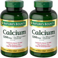 Thumbnail for Nature's Bounty Calcium 1200 mg with Vitamin D3, Bone Health & Immune Support, Vitamin D3 1000 IU, 220 Softgels (Pack of 2)