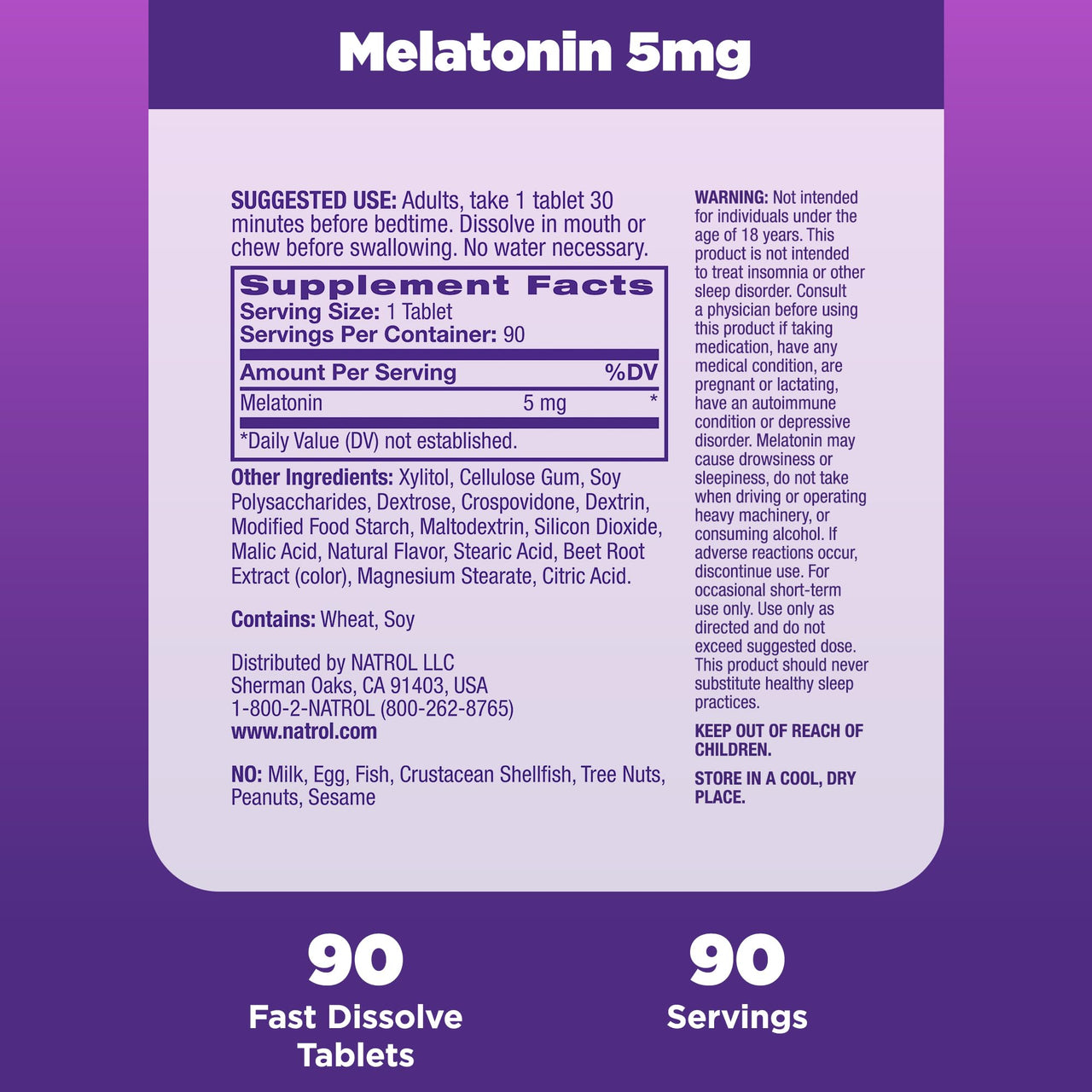 Natrol 5mg Fast Dissolve Tablets Melatonin Strawberry Flavor