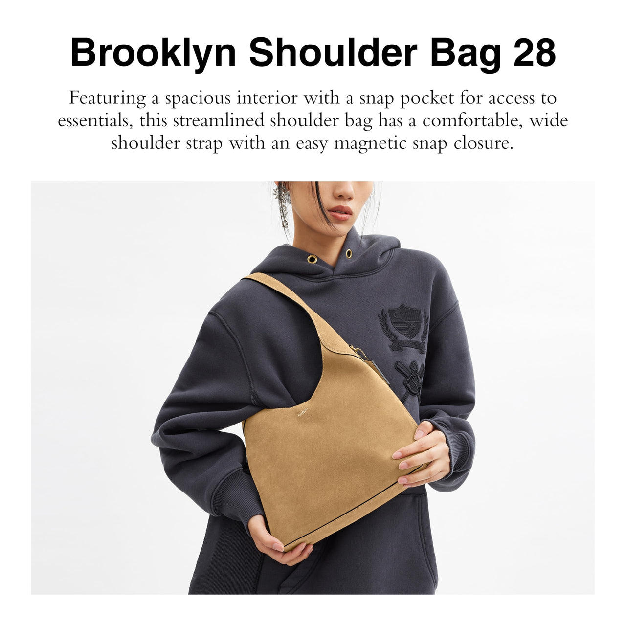 Coach Suede Brooklyn Shoulder Bag 28, B4/Sand