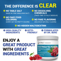 Thumbnail for Dr. Berg Zero Sugar Hydration Keto Electrolyte Powder - Enhanced w/ 1000 mg of Potassium & Real Pink Himalayan Salt (NOT Table Salt) - Pomegranate and Cherry Hydration Drink Supplement - 50 Servings