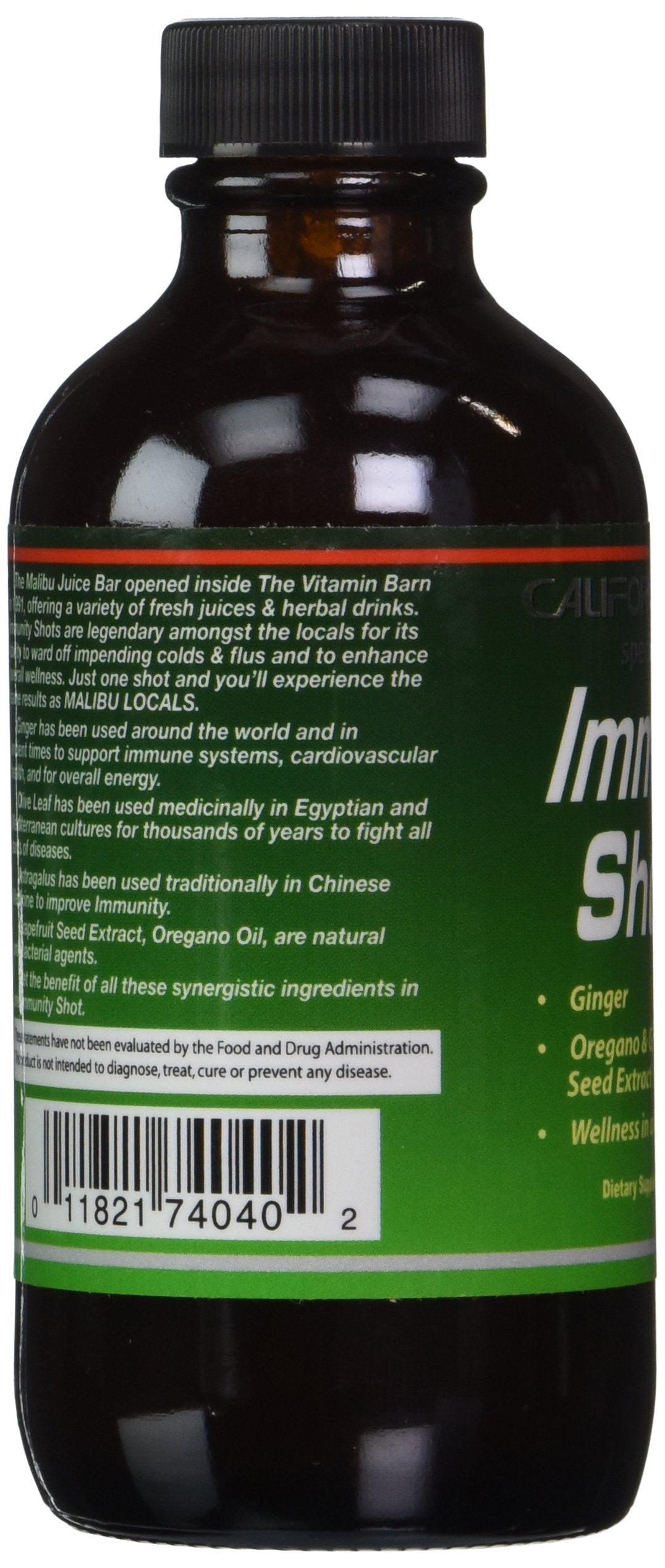 California Natural Immunity Shots 4oz Bottle Zinc, Organic Ginger Root, Oregano Oil - Potent & Pure Immune System Booster - Immune System Support (Pack of 1)