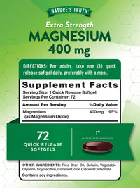 Thumbnail for Nature's Truth Magnesium | 400mg | 72 Softgels | Value Size | Extra Strength | from Magnesium Oxide | Non-GMO and Gluten Free Supplement