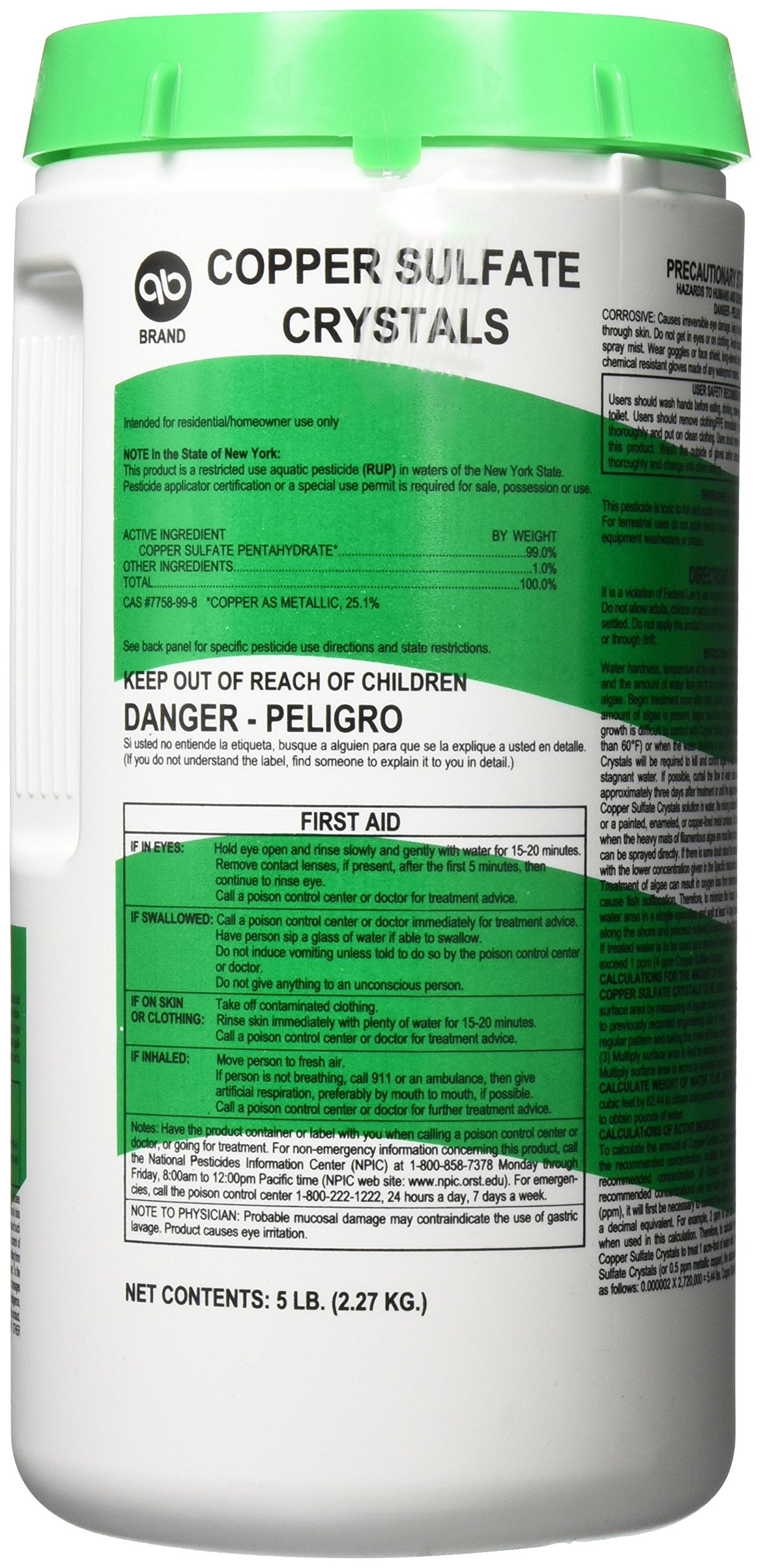 Applied Biochemists 13272A Copper Sulfate Crystals Algaecide and Herbicide, 5 lbs