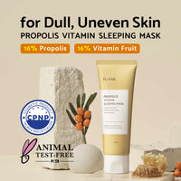 Thumbnail for IUNIK Propolis Vitamin Glow Sleeping Mask Night Moisturizer Cream 2.03 Fl Oz Overnight Moisturizing cream Tea Tree Centella Asiatica Extracts Anti-Sagging Even Tone Rehydrate Firm Maturing Skin VEGAN