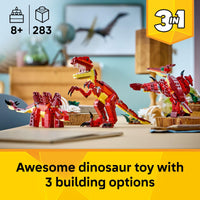 Thumbnail for LEGO Creator 3 in 1 Fierce Dinosaur Building Toy for Boys & Girls, Ages 8+ - Gift for Birthdays - Kids Build 1 of 3 Prehistoric Animal Figures - 31379