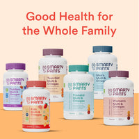 Thumbnail for SmartyPants Kids Multivitamin Gummies: Omega 3 Fish Oil (EPA/DHA), Beta Carotene, Vitamin B12, B6, A, K & Zinc for Immune Support, Biotin, Grape, Cherry & Berry Flavors, 120 Count (30 Day Supply)